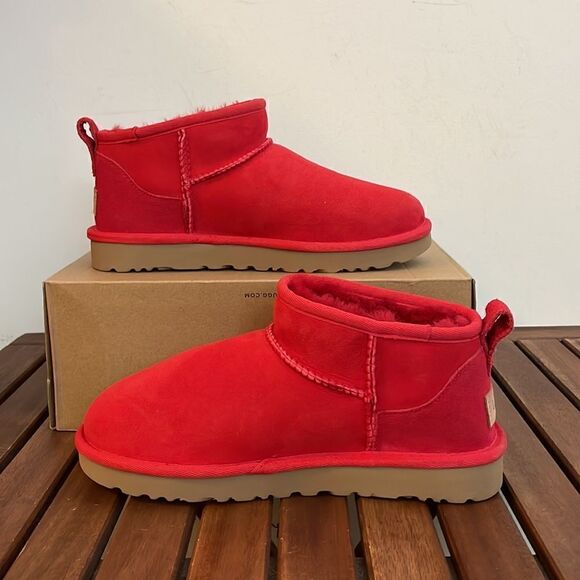 UGG Classic Ultra Mini Booties Red US Women Size 6/UK 4/EU 37(Box without lid) - Picture 3 of 15